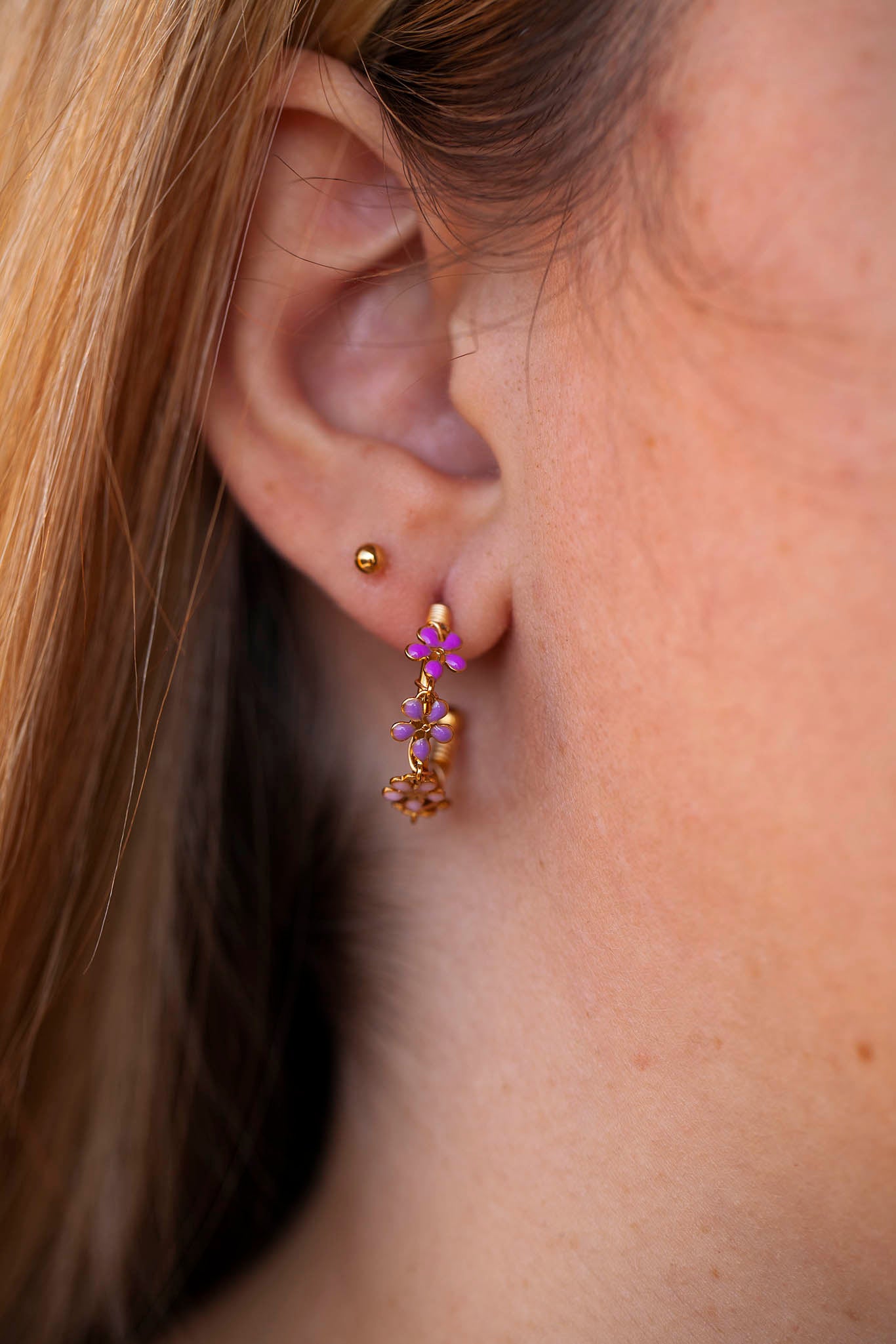 Pendientes acero flores