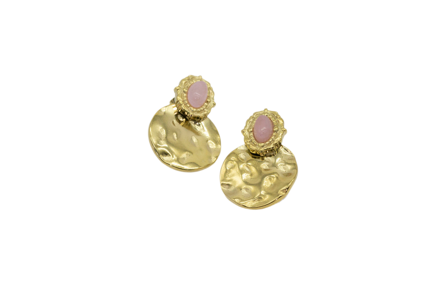 Pendientes Acero Piedra Rosa